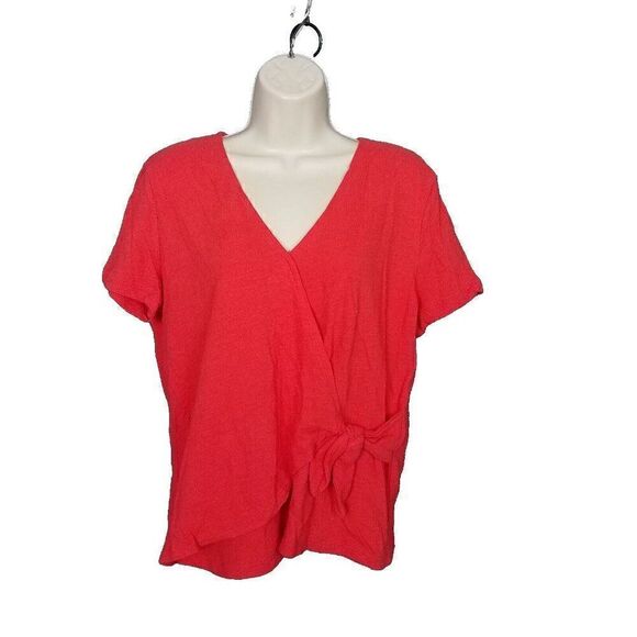 Old Navy SMALL S Faux Wrap Blouse Cotton Knit V-Neck Women’s Tamarind Blouse - Picture 1 of 12